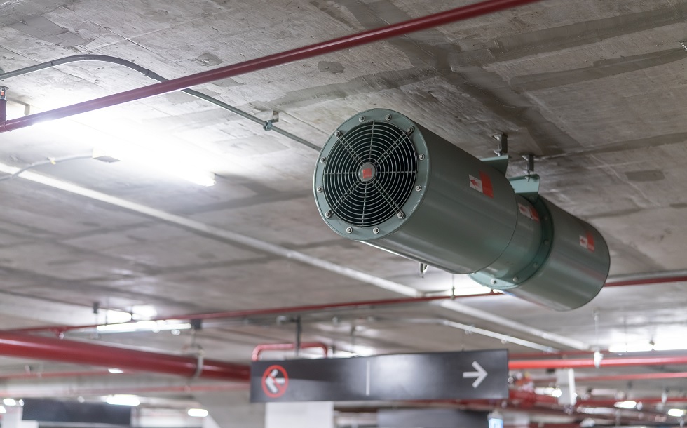 jet fan at underground parking area ventilation