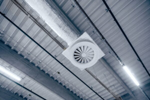 Air ventilation system on the ceiling in a large warehouse